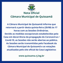 Câmara Municipal de Quissamã retornará Sessões Ordinárias sem público nesta quinta-feira (20).